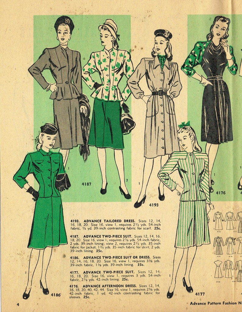 Digital Download Advance Fashion Flyer April 1946 Small Sewing Pattern ...
