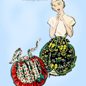 1950s Vintage Advance Sewing Pattern Uncut Misses Button and Bows Apron Fits All