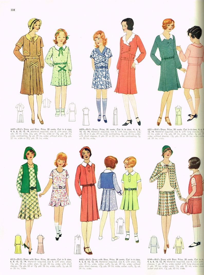 1920s Uncut Little Girls Eton Dress Size 10 Vintage Sewing Pattern McCall 6402