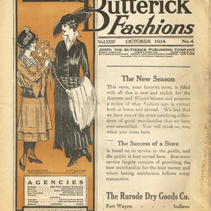 Digital Download Butterick Fashion Flyer October 1914 Edwardian Sewing Pattern Catalog
