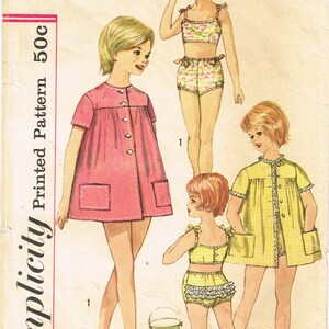 Simplicity 3956: 1960s Little Girls Bathing Suit & Cover Sz 4 Vintage ...