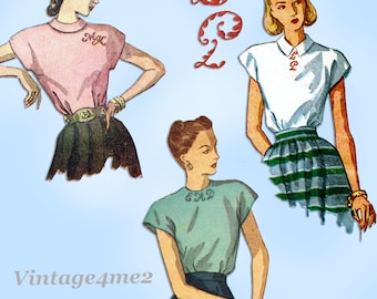 Simplicity 2311: 1940s Chic Extended Shoulder Blouse Vintage Sewing Pattern