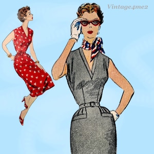 1950s Vintage McCall&#39;s Sewing Pattern 9748 Uncut Misses Sun Dress Sz 36 Bust