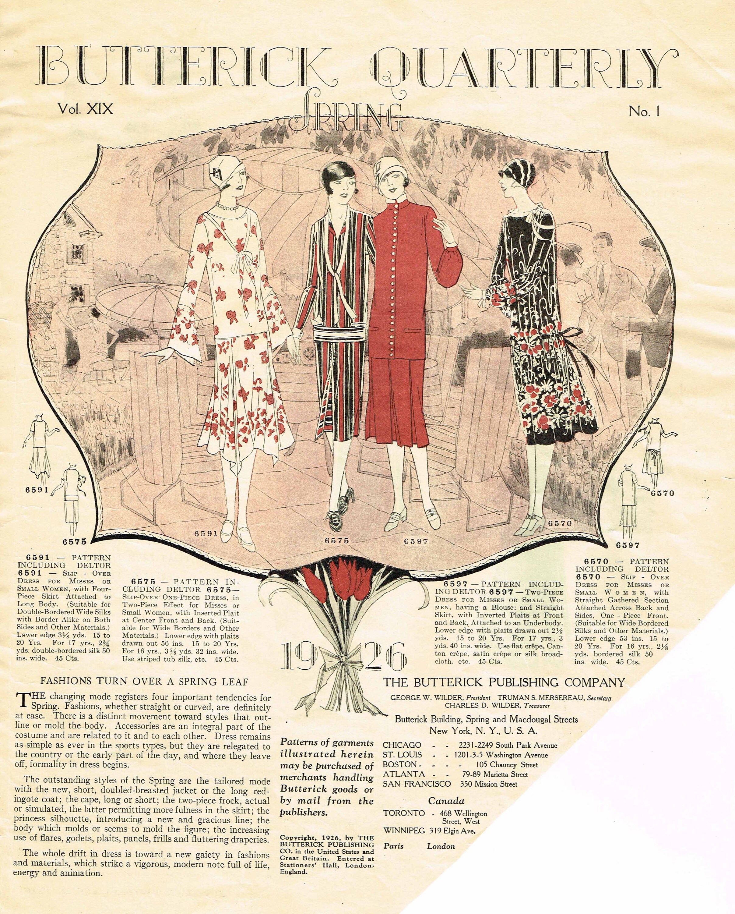 1920s Butterick Spring 1926 Quarterly Sewing Pattern Catalog