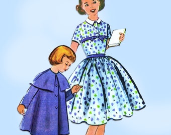 McCall's 3938: 1950s Cute Uncut Girls Dress & Cape Size 6 Vintage Sewing Pattern