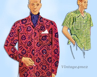 McCall's 7906: 1940s Classic Men's Sports Shirt Sz Small Vintage Sewing Pattern