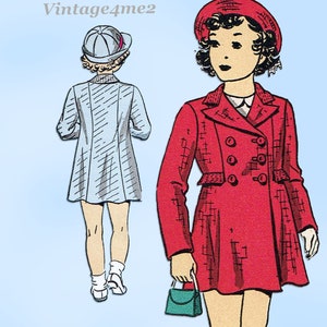 Du Barry 1433: 1930s Little Girls Princess Girls Coat Size 8 Vintage Sewing Pattern