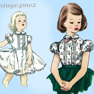 1950s Simplicity Sewing Pattern 1287: Toddler Petti-Blouse, Size 3
