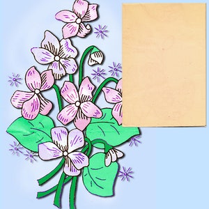 1950s Uncut Aunt Marthas Embroidery Transfer 3254 Floral Pillowcases & Towels