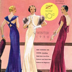 1930s Vintage Butterick Pattern Book Winter 1932 Catalog 40 Pages Paris Gowns Dresses