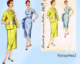 Simplicity 1467: 1950s Plus Size Women's Dress Size 43 B Vintage Sewing Pattern