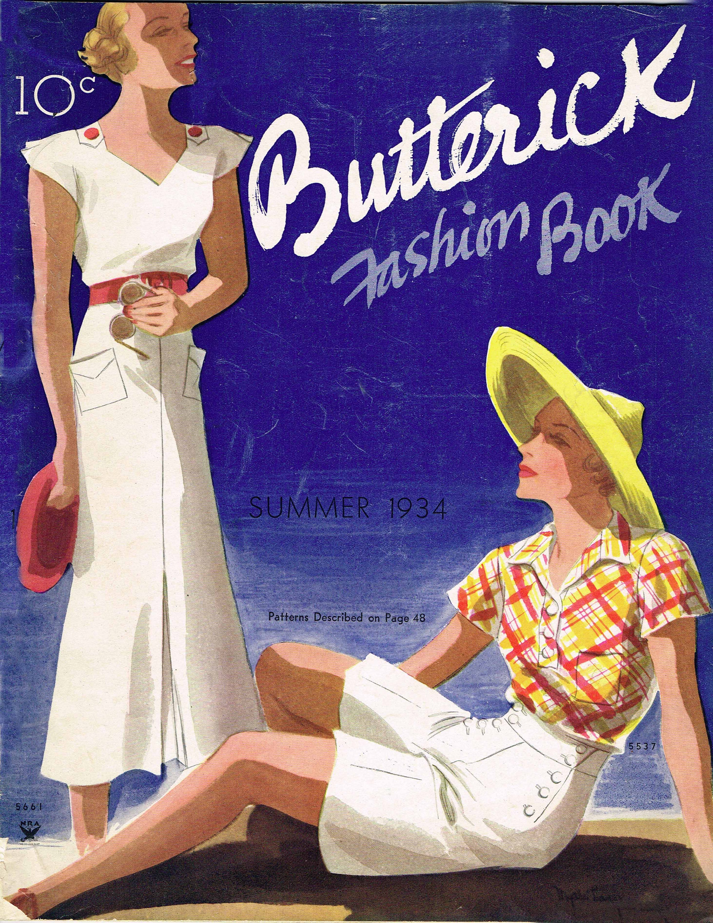 1930 年代のデジタルダウンロード Butterick 1934 年夏ファッション 