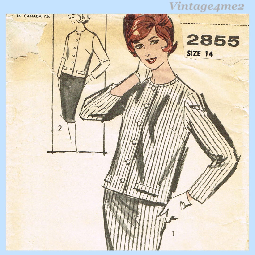 1960s Vintage Advance Sewing Pattern 2855 Stylish Uncut Misses Suit ...