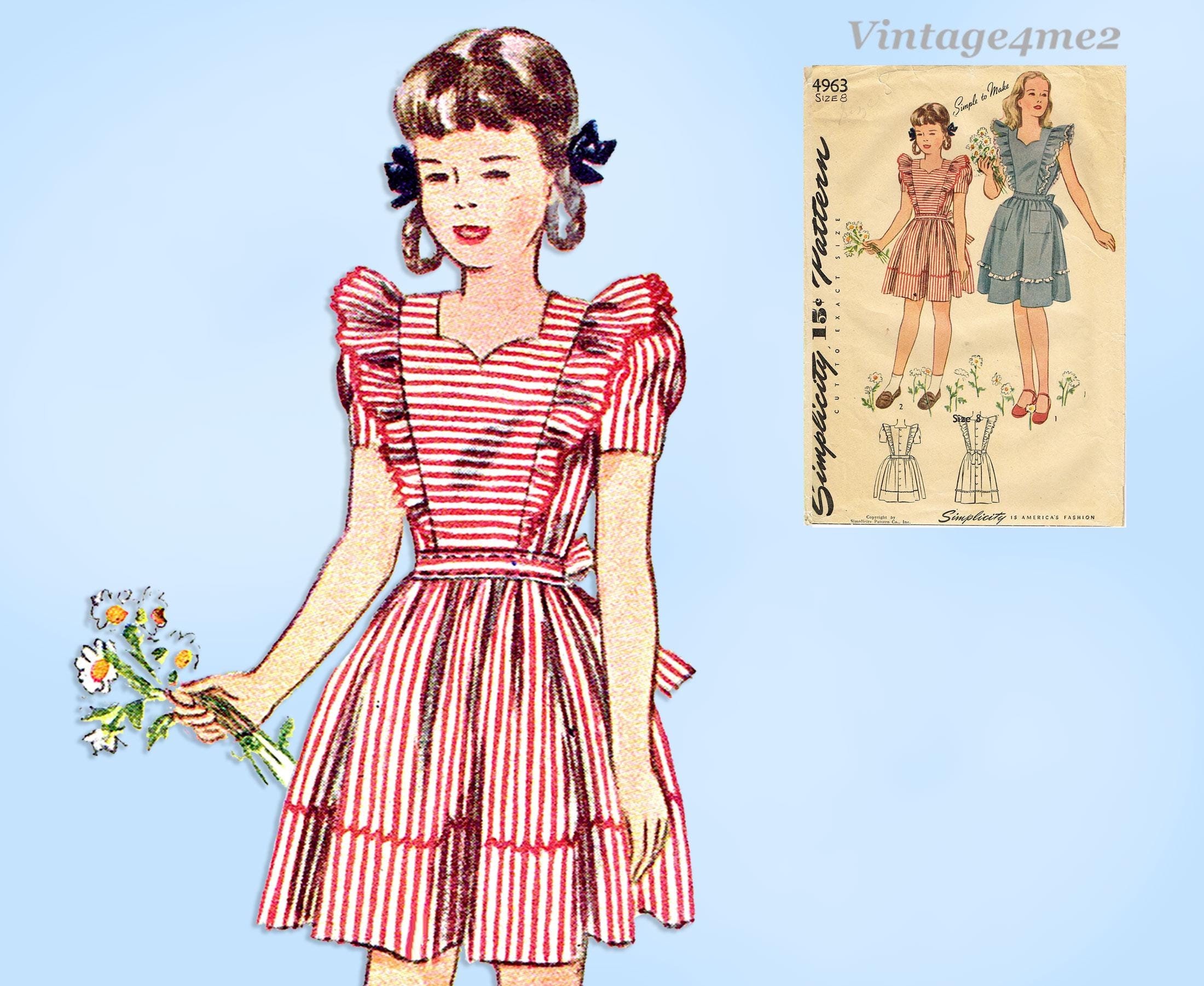 Optimystik 2006Spring＆Summer collection 1940s Girls Pinafore Dress Sewing Pattern - Simplicity 4963 Sz8 - Etsy