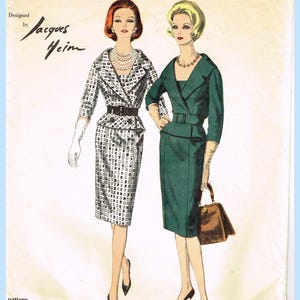 Vogue Paris Original 1015: 1960s Designer Heim Dress Sz 34 B Vintage Sewing Pattern
