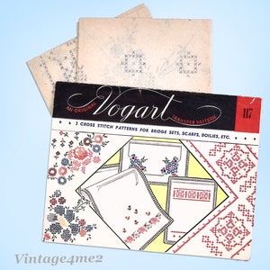 1950s Vintage Vogart Embroidery Transfer 117 Classic Cross Stitch Linen Motifs
