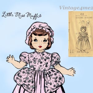 1940s Vintage Mail Order Schnittmuster 212 Süße 16 Inch Miss Muffet Puppen Kleidung