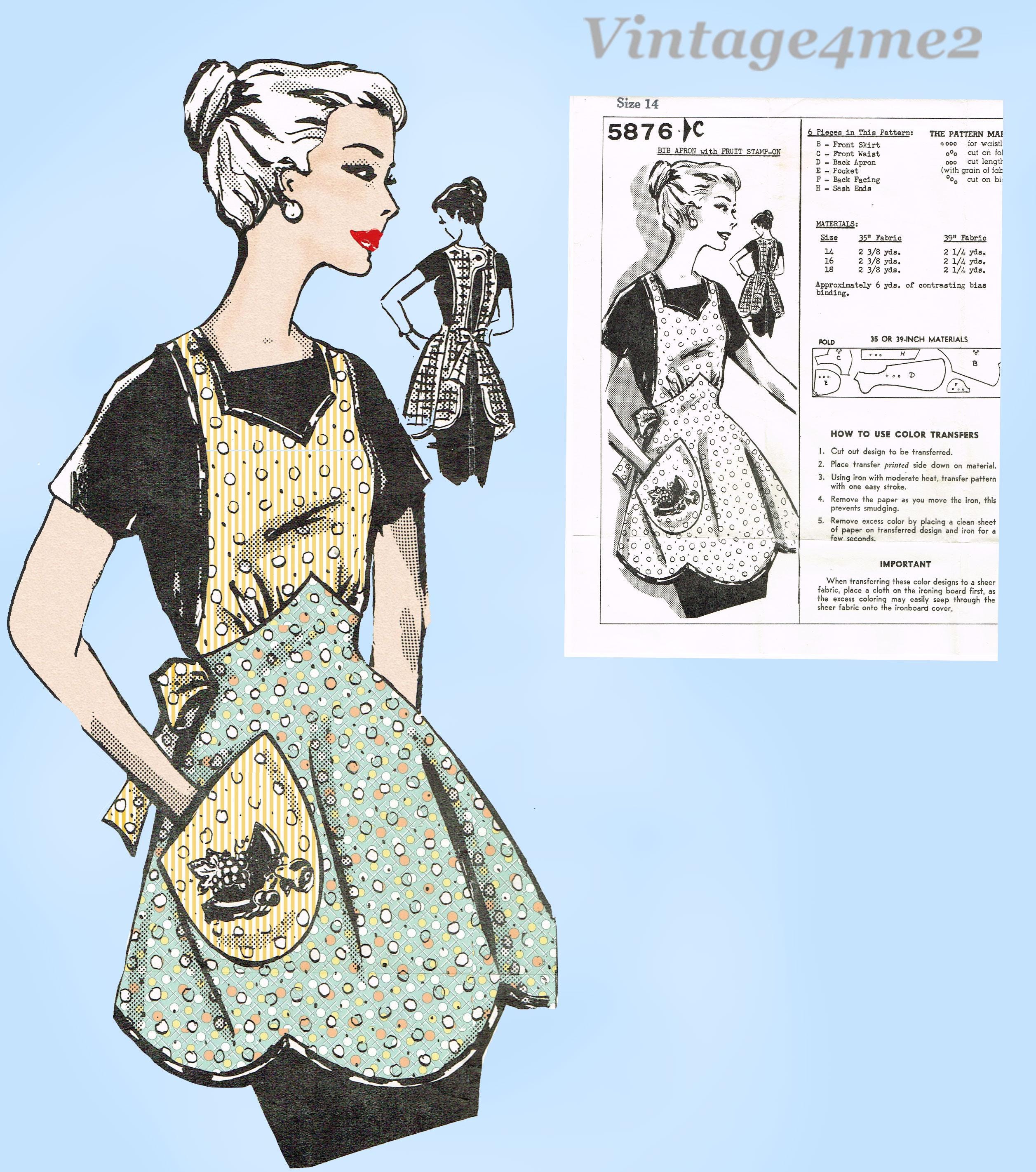 メールオーダー 5876: 1940年代 未カット ミセス フルビブエプロン