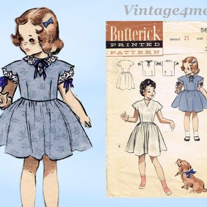Butterick 5616: 1950s Toddler Girls Jumper & Blouse Sz 2 Vintage Sewing Pattern