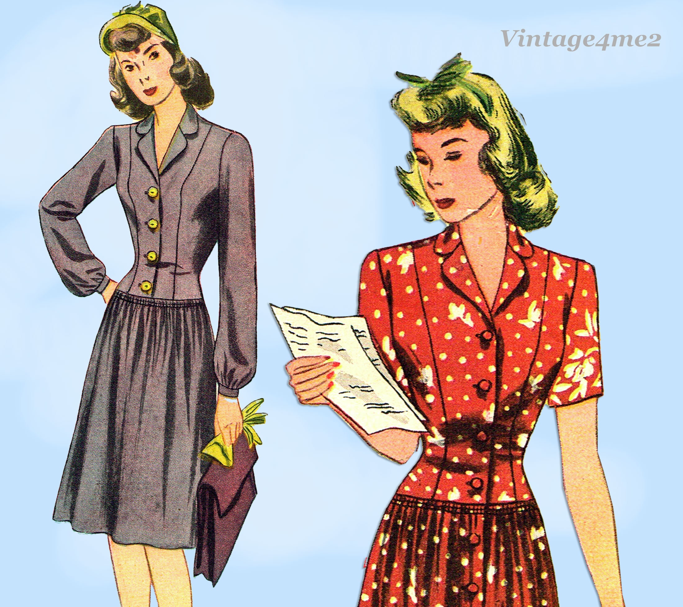 1940s Vintage Simplicity Sewing Pattern 4526 WWII Misses