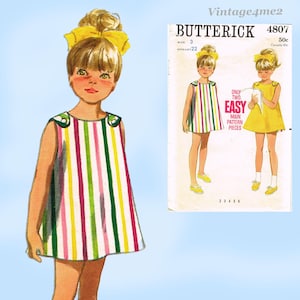 1960s Vintage Butterick Sewing Pattern 4807 Easy Toddler Girls Sun Dress Size 3