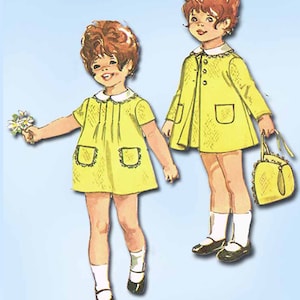 Simplicity 9191: 1960s Toddler Girls Dress & Coat Size 4  Vintage Sewing Pattern