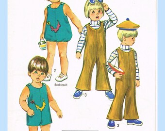 1970s VTG Simplicity Sewing Pattern 8811 Uncut Toddlers Romper Set Size 1