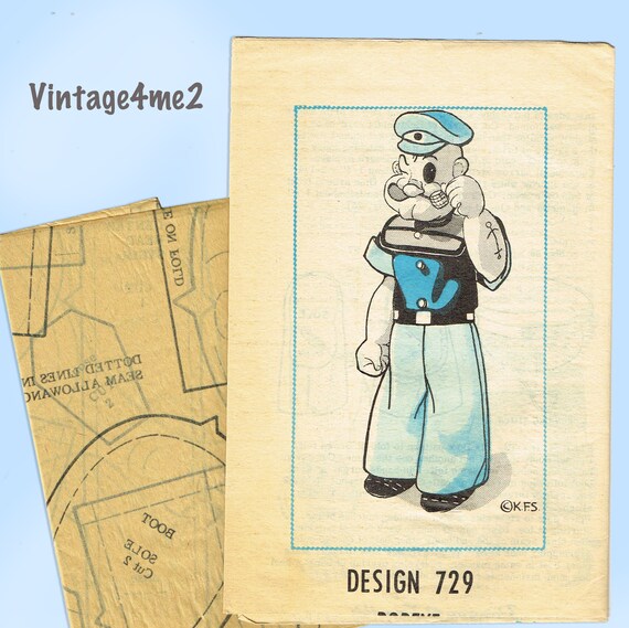 1960s Vintage Design Mail Order Sewing Pattern 729 Uncut Popeye