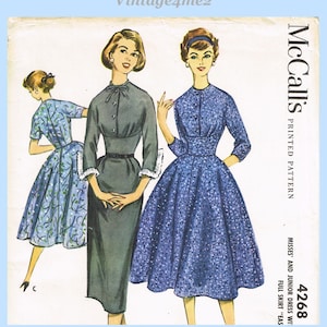 1950s Vintage McCalls Sewing Pattern 4268 Uncut Marvelous Misses Dress Sz 32 B