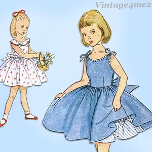 1950s Vintage Simplicity Pattern 4274 Toddler Girls Sun Dress & Petticoat Sz5