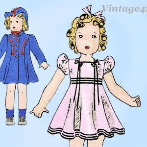 1930s Vintage Butterick Sewing Pattern 450 Cute 24 in Little Girl Doll Clothes Set