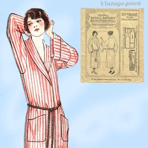 McCall 2617: 1920s Rare Misses Blanket Robe Size 34-36 B Vintage Sewing Pattern