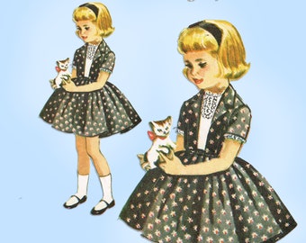 McCall 4386: 1950s Toddler Girls Dress & Bolero Size 4 Vintage Sewing Pattern