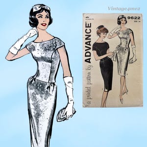 Advance 9622: 1960s Chic Misses Slender Dress Sz 36 Bust Vintage Sewing Pattern