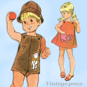 McCall 9563: 1960s Cute Winnie the Poo Romper Sz 1 Vintage Sewing Pattern
