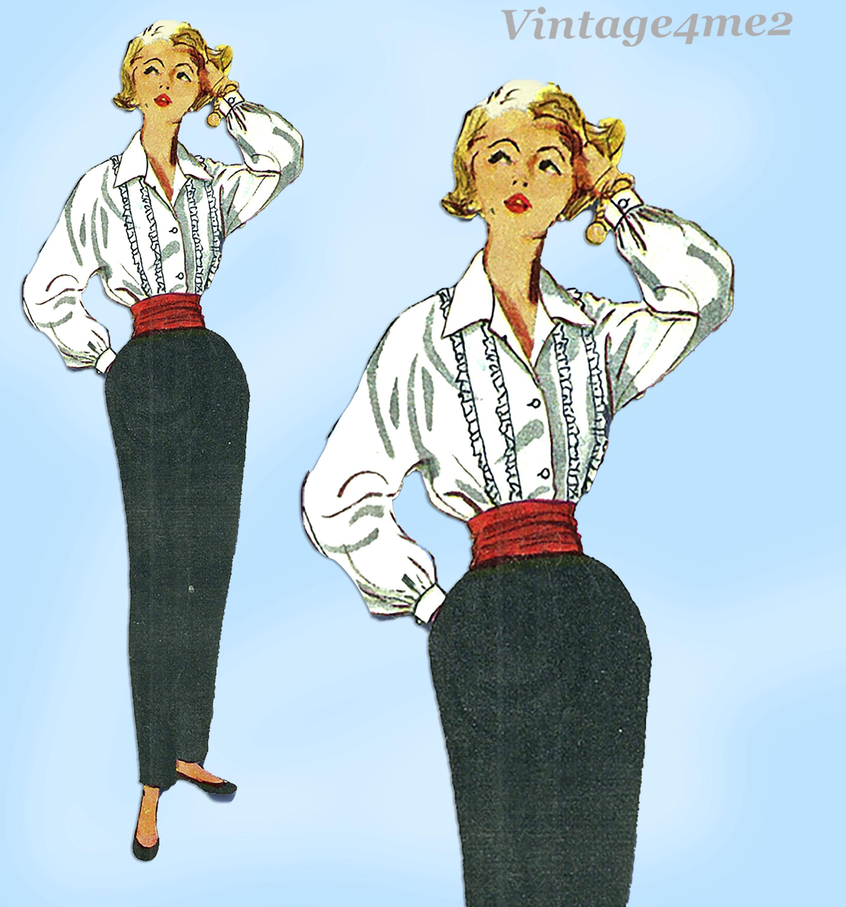 1950s Simplicity Sewing Pattern 4464: Misses Blouse and