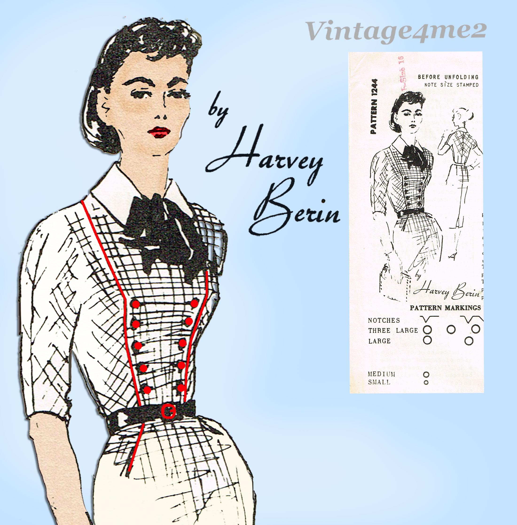 1950s Vintage Spadea Sewing Pattern 1244 Uncut Designer Harvey Berin Dress 38 B