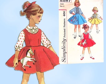1950s Vintage Simplicity Sewing Pattern 2287 Toddler Girls Skirt & Blouse Size 6