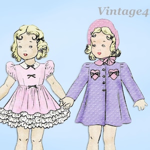 1930s Vintage Butterick Sewing Pattern 452 Cute 24 in Little Girl Doll Clothes Set
