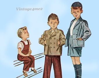 1940s Vintage Simplicity Sewing Pattern 1185 Uncut Toddler Boys Coat Sz 6