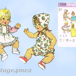 1970s Vintage Simplicity Sewing Pattern 7208 Uncut 15-16in Baby Doll Clothes Set
