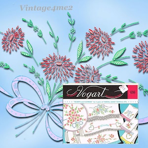 1960s Vogart Hearts Flowers Mr Mrs Pillowcase  Transfer ORIGINAL 690 Vintage