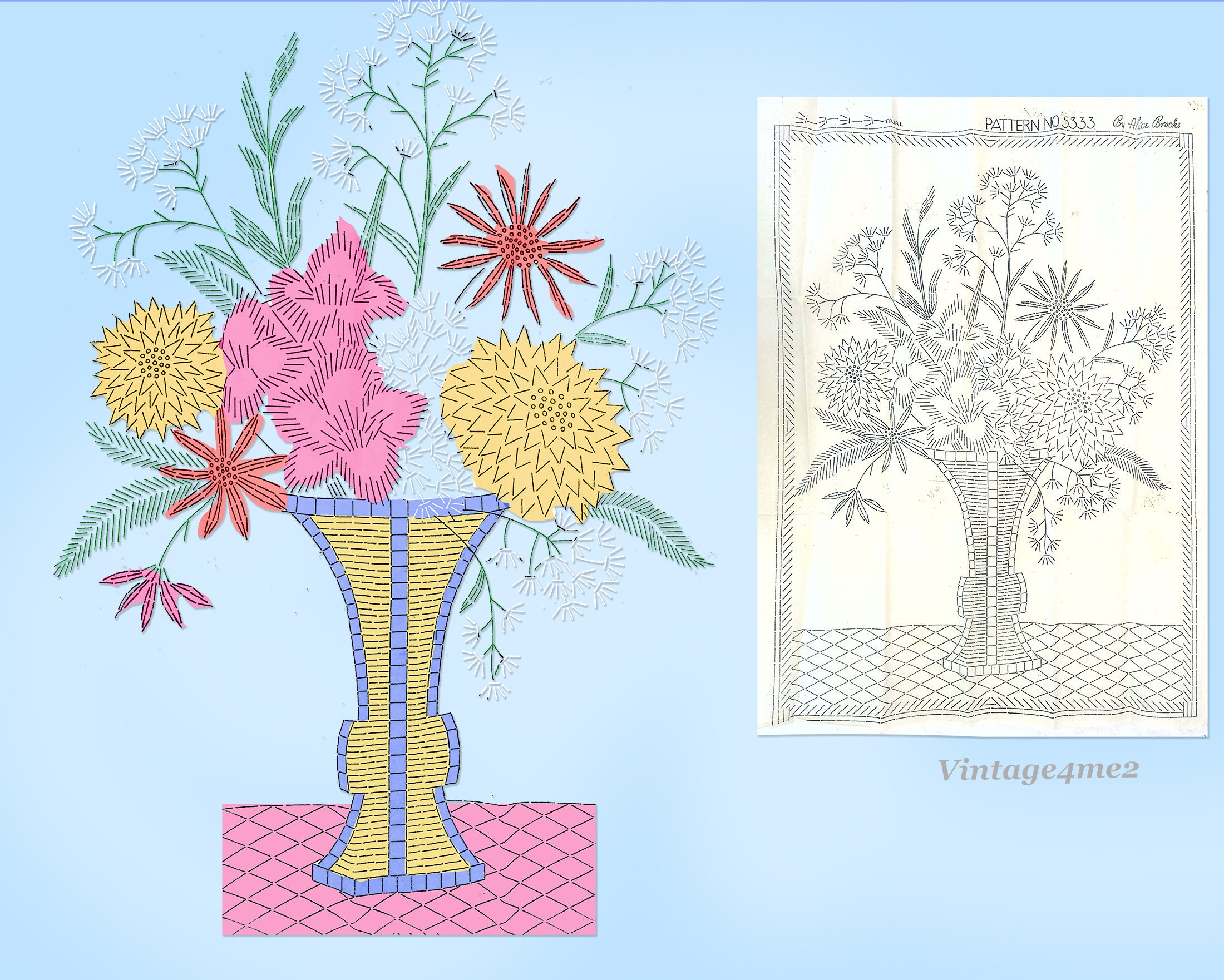 1930s Vintage Alice Brooks Embroidery Transfer 5333 Uncut Daisies