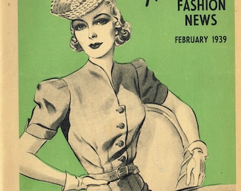 Digital Download Advance Fashion Flyer February 1939 Small Sewing Pattern Catalog