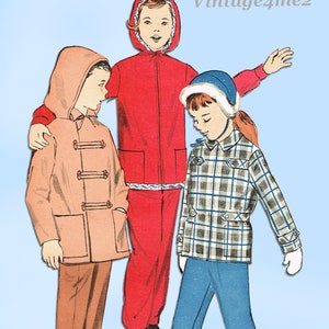 Butterick 8765: 1950s Cute Girls Hooded Winter Coat Sz 8 Vintage Sewing Pattern