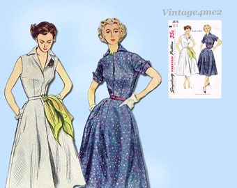 1950s Vintage Simplicity Sewing Pattern 3876 Misses Simple Sun Dress Size 30 Bust