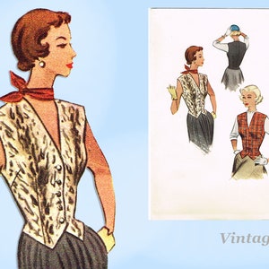1950s Vintage McCalls Sewing Pattern 8228 Classic Fitted Vest Blouse Uncut 34 B