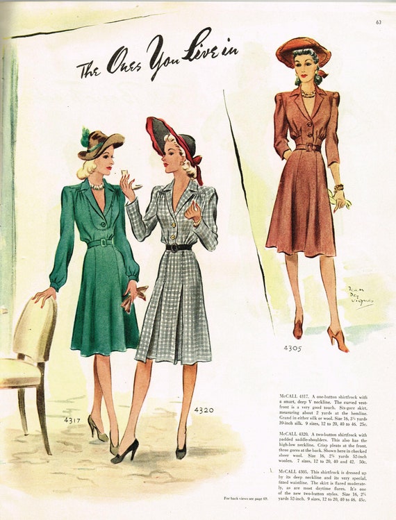 Digital Download 1940s McCall Fall 1941 Fashion Book Magazine Pattern Book Catalog