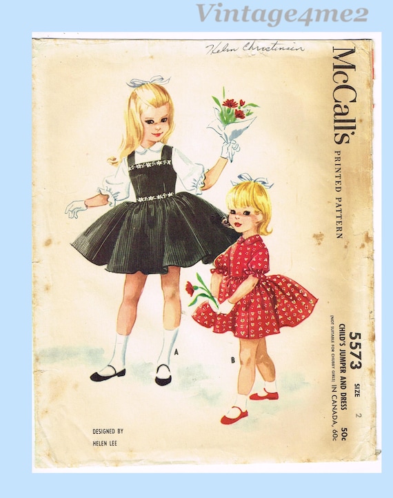 1960s Vintage Mccalls Sewing Pattern 5573 Helen Lee Girls Dress