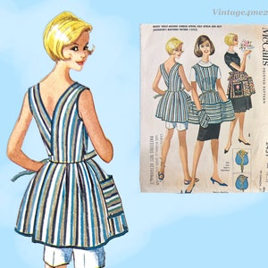 1960s Vintage McCall&#39;s Sewing Pattern 2451 Fitted Wrap Around Cobbler Apron Darling!